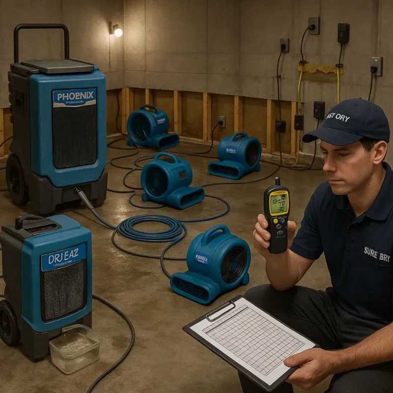 Structural Drying and Dehumidification process in Caraway, AR